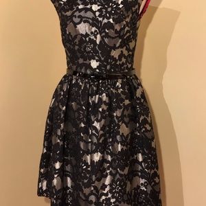 Black Lace Dress W/beige underneath  (Eliza J)
